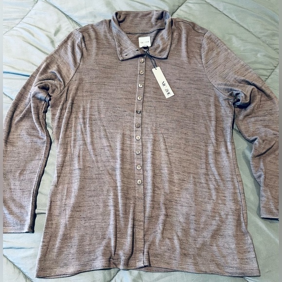 *NWT* NIC + ZOE Spacedye Button Mock Turtleneck Soft Brown Size Large - Picture 4 of 10